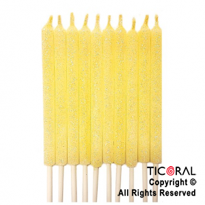 VELA LISA GIBREADA PASTEL AMARILLO CON PINCHE X 10